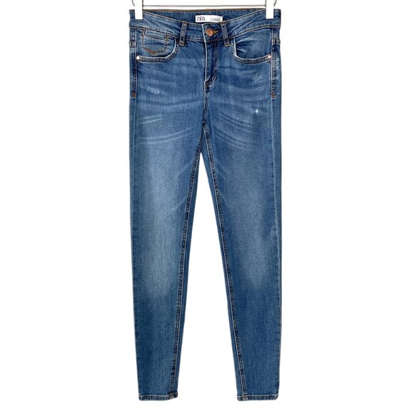 Zara Regular Wash Skinny Jeans Size 2 - Picture 1 of 6